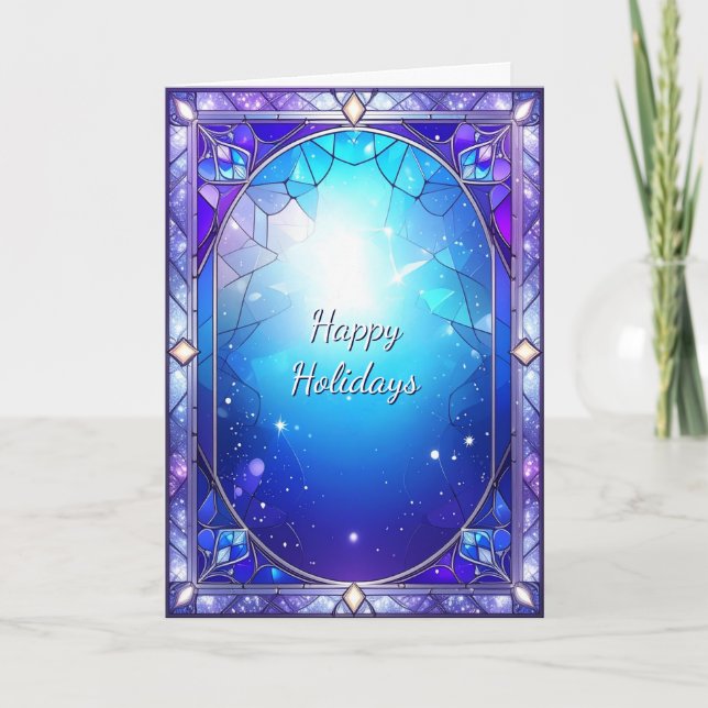 Modern Stained Glass Frame Holiday Card (Front)