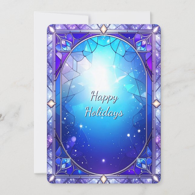 Modern Stained Glass Frame Holiday Card (Front)