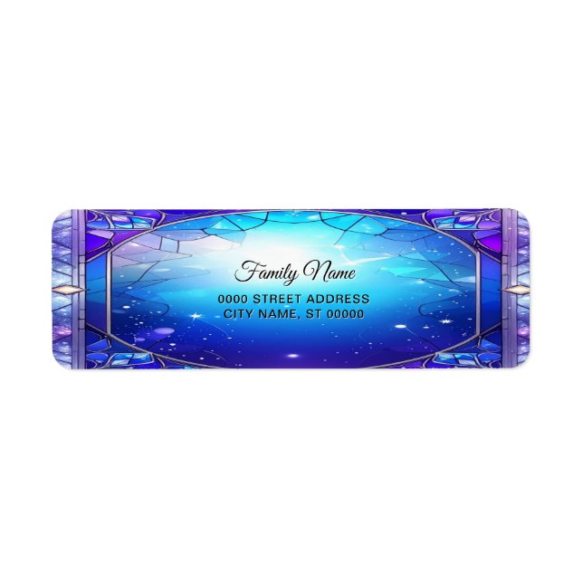 Modern Stained Glass Frame Holiday Return Address (Front)