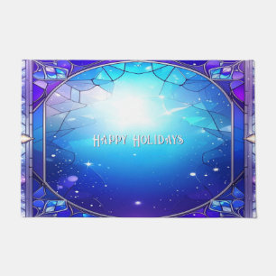 Modern Stained Glass Holiday Doormat