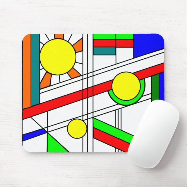 Modern Stained-Glass Look Mouse Mat (With Mouse)