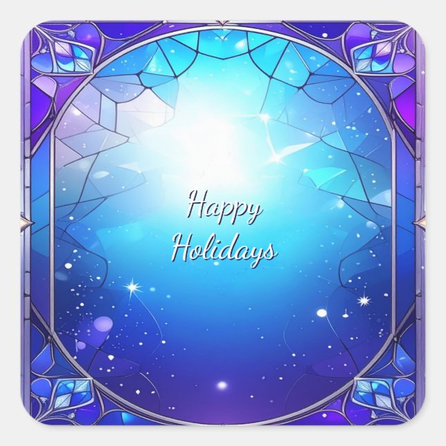 Modern Stained Glass Pattern Frame Holiday Sticker (Front)