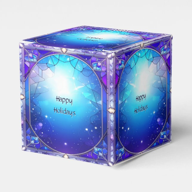 Modern Stained Glass Pattern Holiday Favour Box (Front Side)