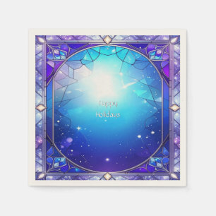 Modern Stained Glass Pattern Holiday Napkin