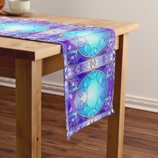 Modern Stained Glass Pattern Table Runner (In Situ)