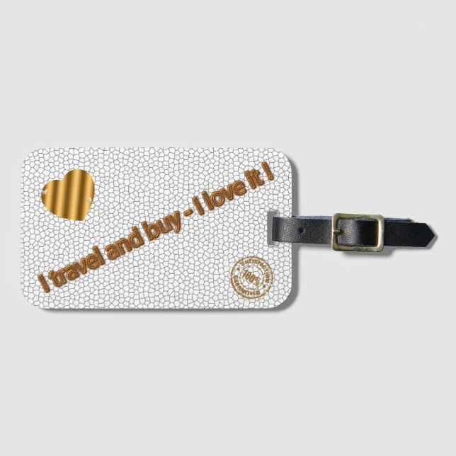 Modern Stained Glass White Love Luggage Tag (Front Horizontal)