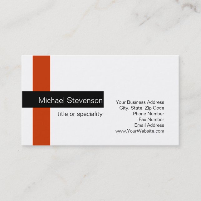 Modern Standard Red Black White Business Card (Front)
