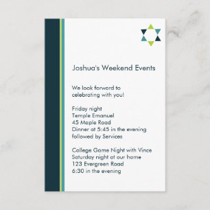 Modern Star Bar Mitzvah Insert Card