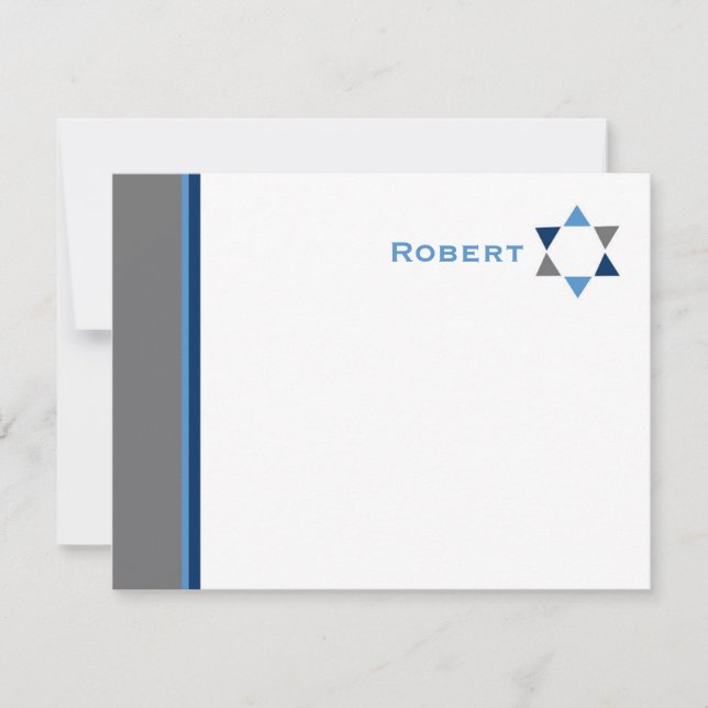 Modern Star Bar Mitzvah Thank You Card (Front)