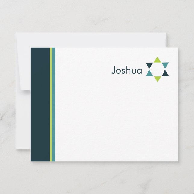 Modern Star Bar Mitzvah Thank You Card (Front)