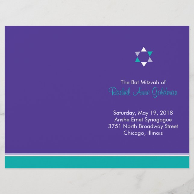 Modern Star Bat Mitzvah Program Flyer (Front)
