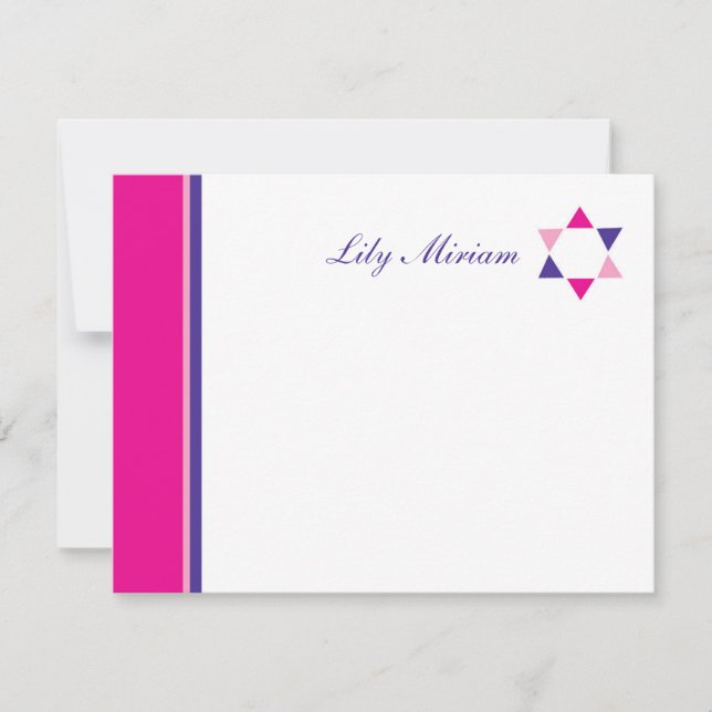 Modern Star Bat Mitzvah Thank You Card (Front)