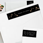Modern Star Black Onyx Christmas Happy Holiday Wrap Around Label<br><div class="desc">Modern Star Black Onyx Christmas Happy Holiday wrap around label</div>