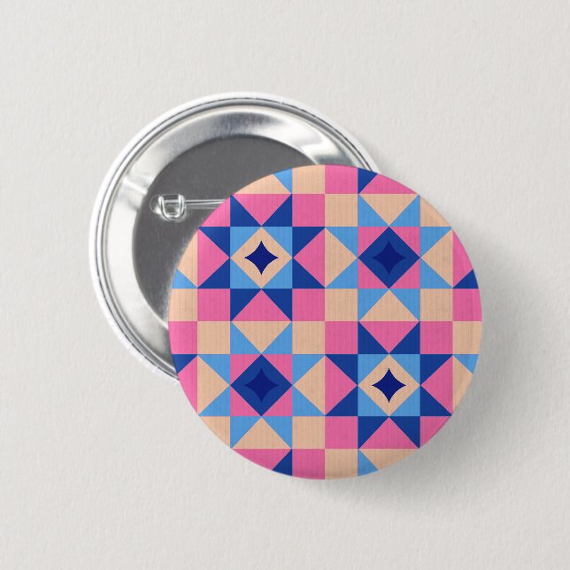 Modern Star Block Quilt 6 Cm Round Badge (Front & Back)