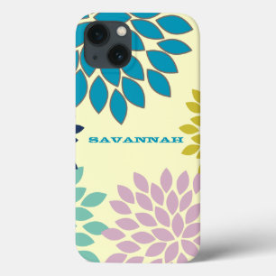 Modern Star Burst Flower Personalised iPhone Case