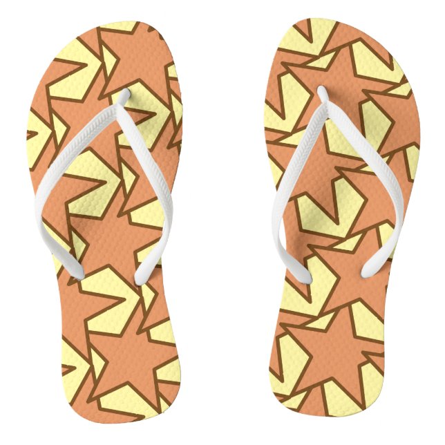 Modern Star Geometric - caramel and yellow Flip Flops (Footbed)