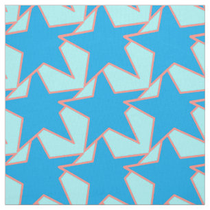 Modern Star Geometric - cerulean and sky blue Fabric