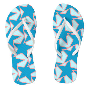 Modern Star Geometric - cerulean and sky blue Flip Flops