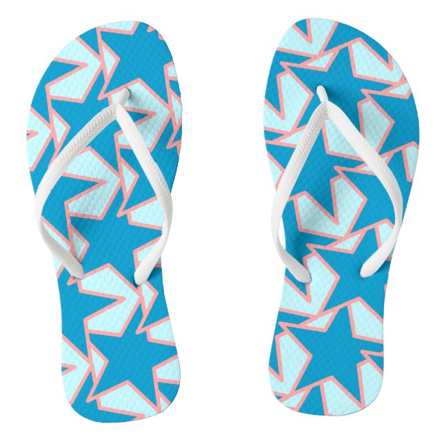 Modern Star Geometric - cerulean and sky blue Flip Flops (Footbed)