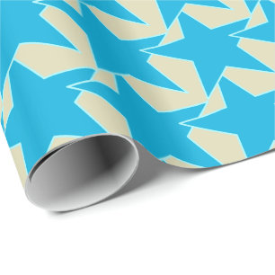 Modern Star Geometric - cerulean blue and tan Wrapping Paper