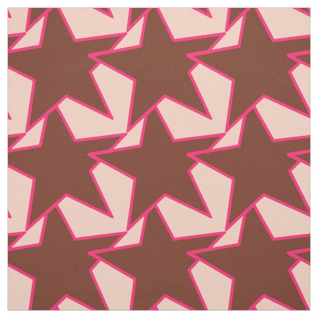 Modern Star Geometric - chocolate and peach Fabric (Swatch)
