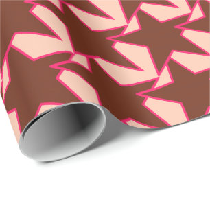Modern Star Geometric - chocolate and peach Wrapping Paper