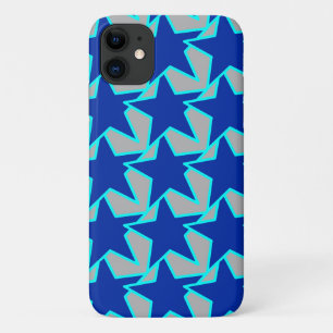 Modern Star Geometric Cobalt Blue and Grey iPhone 11 Case