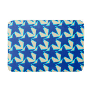 Modern Star Geometric - cobalt blue and taupe Bath Mat