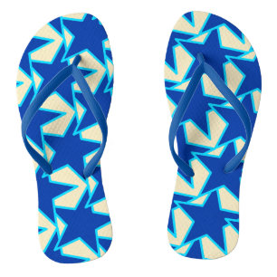 Modern Star Geometric - cobalt blue and taupe Flip Flops
