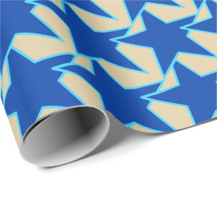 Modern Star Geometric - cobalt blue and taupe Wrapping Paper