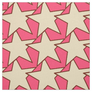 Modern Star Geometric - coral and beige Fabric