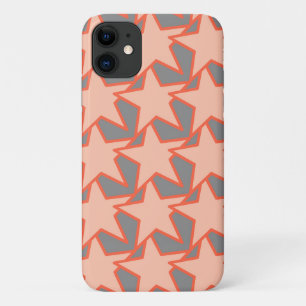 Modern Star Geometric, Coral Orange and Grey iPhone 11 Case