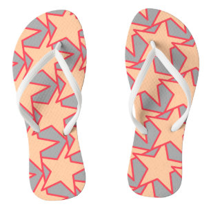 Modern Star Geometric - coral orange and grey Flip Flops
