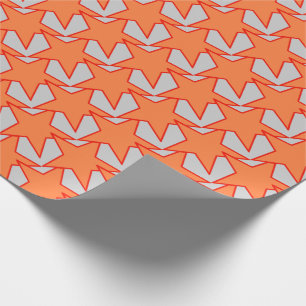 Modern Star Geometric - coral orange and grey Wrapping Paper