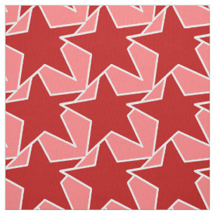 Modern Star Geometric - coral red and pink Fabric