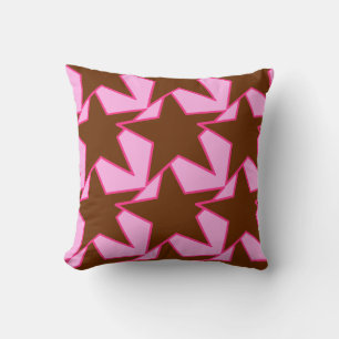 Modern Star Geometric - dark brown and pink Cushion