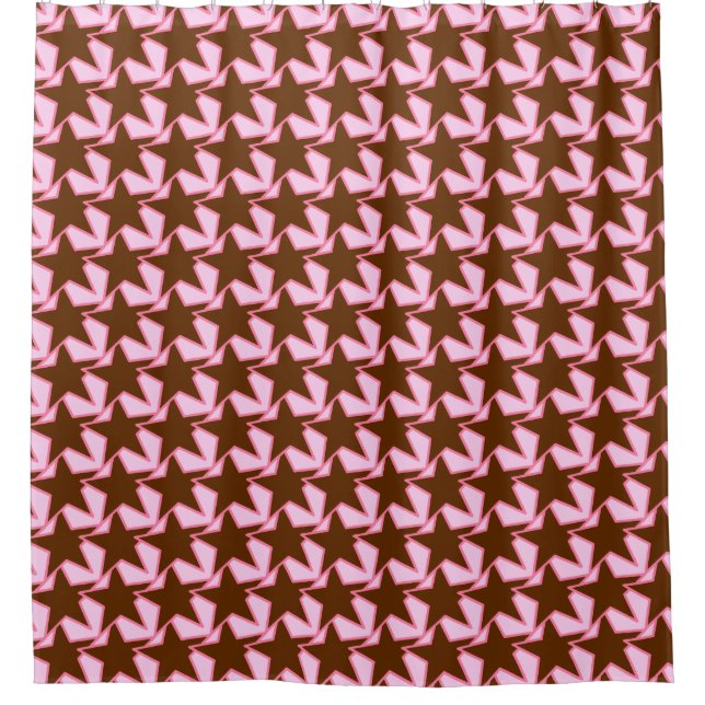 Modern Star Geometric - dark brown and pink Shower Curtain (Front)