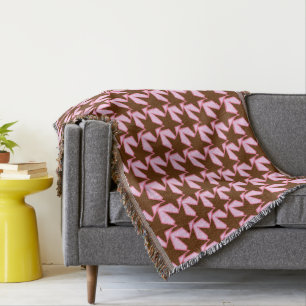 Modern Star Geometric - dark brown and pink Throw Blanket
