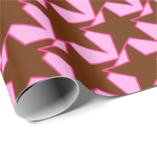 Modern Star Geometric - dark brown and pink Wrapping Paper