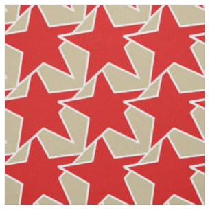 Modern Star Geometric - deep red and taupe Fabric