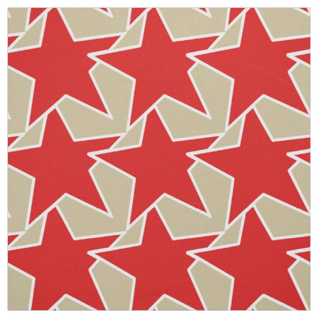 Modern Star Geometric - deep red and taupe Fabric (Swatch)