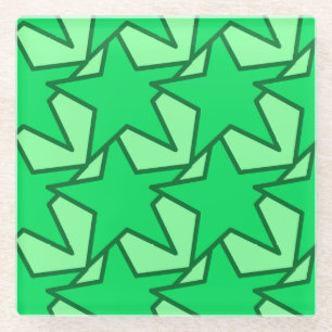 Modern Star Geometric - emerald and mint green Glass Coaster