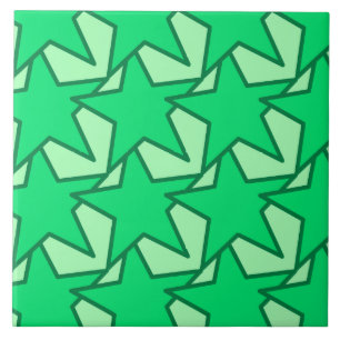 Modern Star Geometric - emerald and mint green Tile