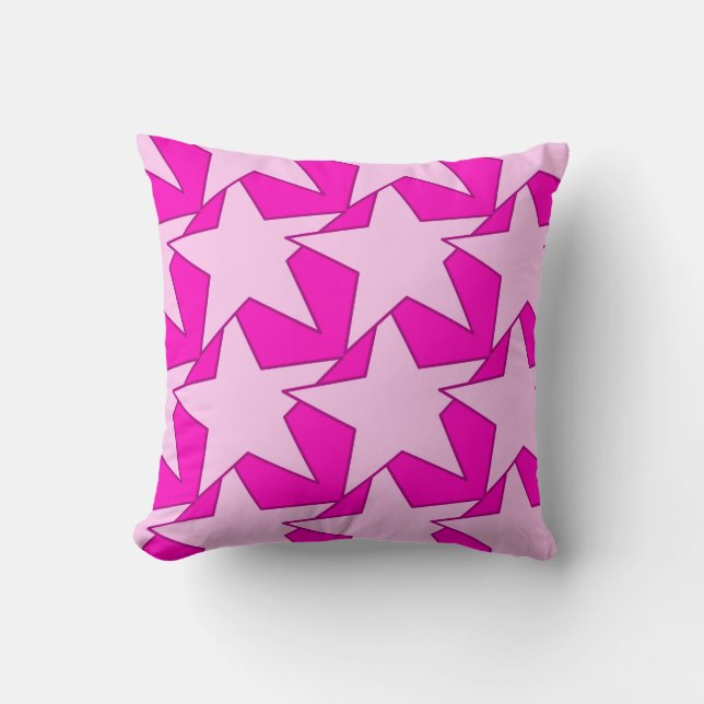 Modern Star Geometric - Fuchsia and ice pink Cushion (Front)