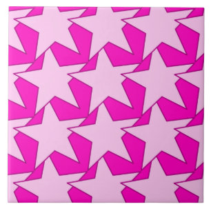 Modern Star Geometric - Fuchsia and ice pink Tile