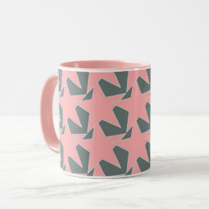 Modern Star Geometric - grey and coral pink Mug