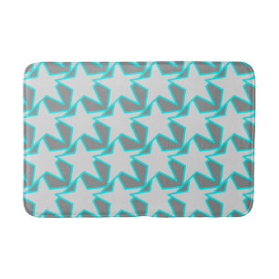 Modern Star Geometric - grey and turquoise Bath Mat