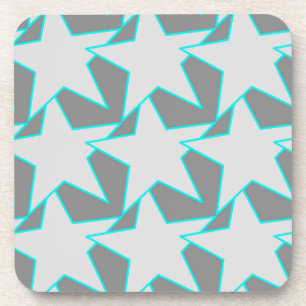 Modern Star Geometric - grey and turquoise Beverag Coaster