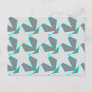 Modern Star Geometric - grey and turquoise Postcard
