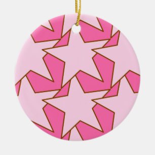 Modern Star Geometric - light and deep pink Ceramic Tree Decoration